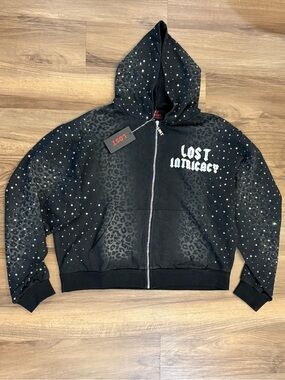 Lost Intricacy Black Studded Zip-Up Hoodie